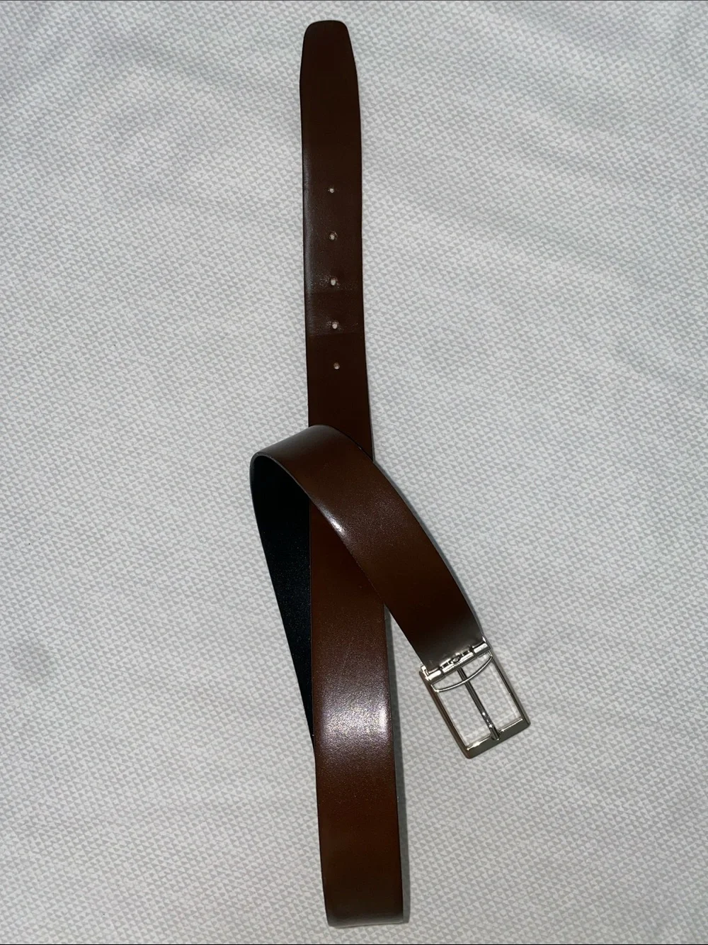 Men's Brown Genuine Leather Belt with Silver Buckle